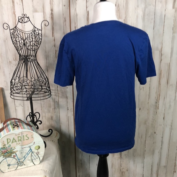Michael Kors V Neck Tee Shirt in Royal Blue Size Medium - Picture 3 of 4